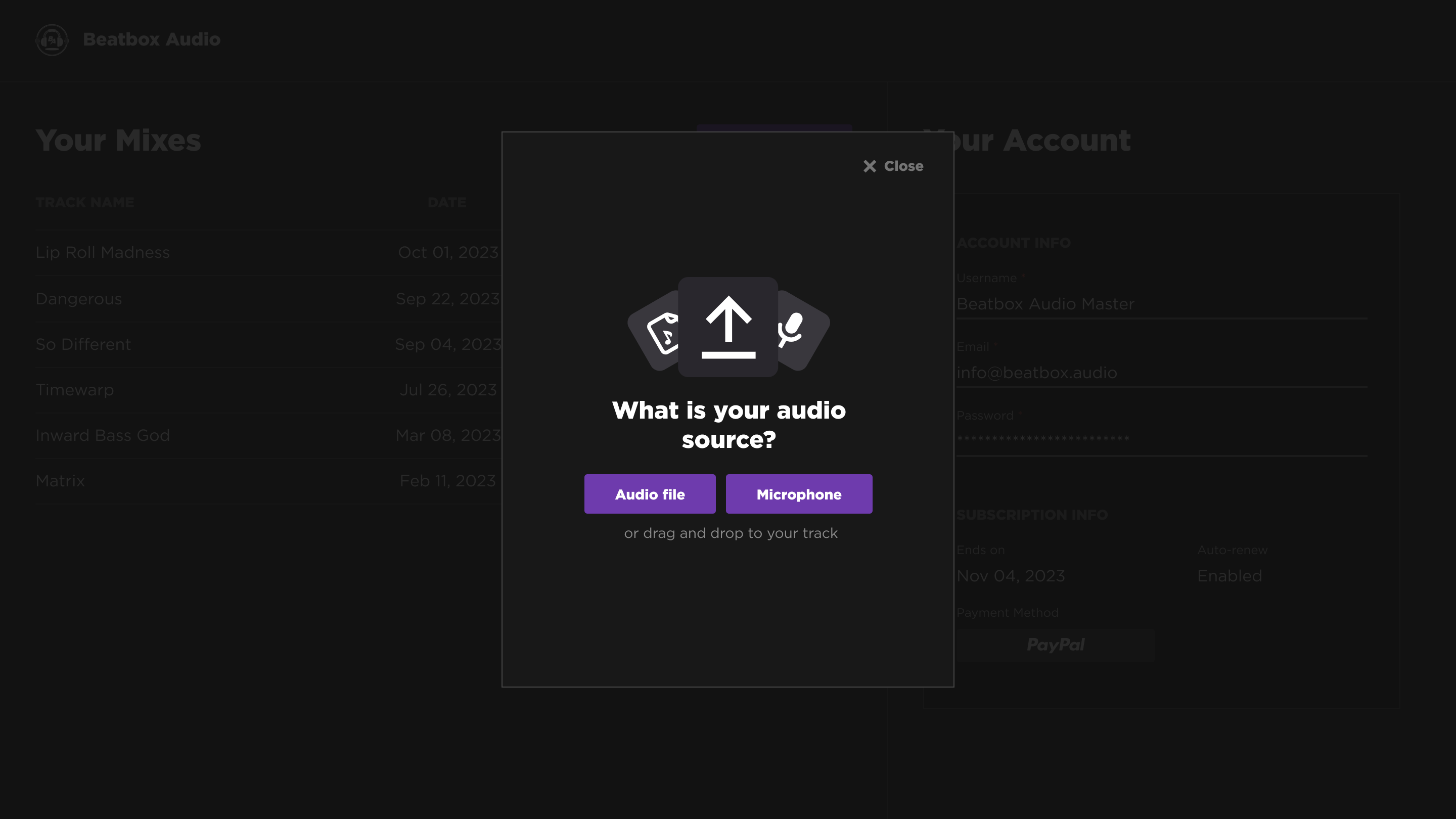 /dashboard upload